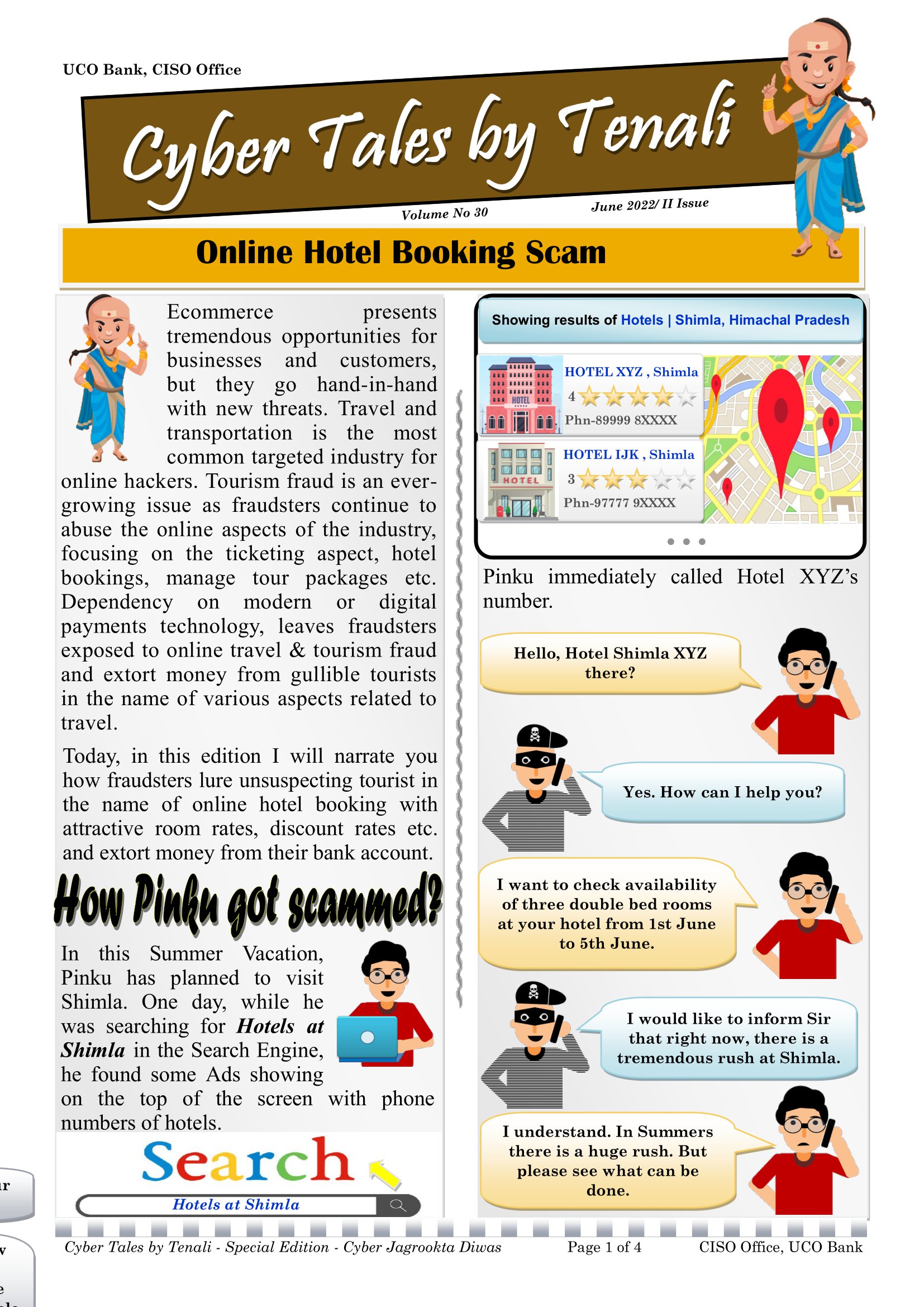 Online hotel booking scam warning about fake websites and phone numbers used to steal money.